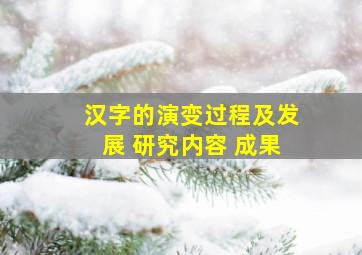 汉字的演变过程及发展 研究内容 成果